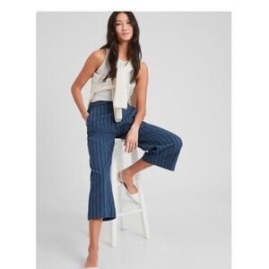 Banana Republic Women’s Linen Pants Size 12 Rowan Wide Leg Crop Summer Fall